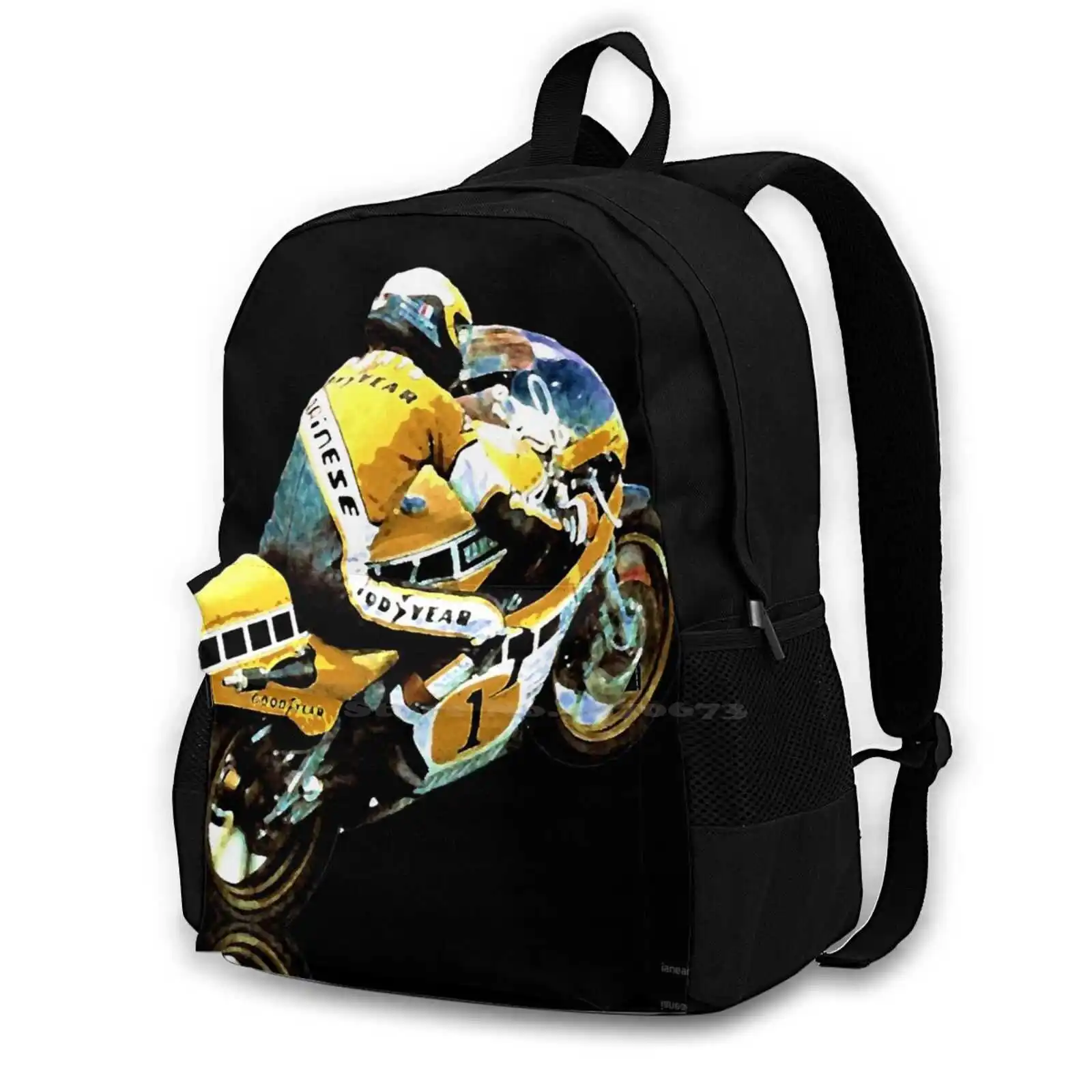 

King Kenny Wheelie Painting Bag Backpack For Men Women Girls Teenage Black King Kenny Kenny Roberts Barry Sheene Randy Mamola