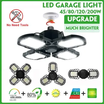 

LED Garage Light Lamps Industrial for Garage Workshop Warehouse 360 Degrees Folding Deformation Ceiling Lighting High Bay Light