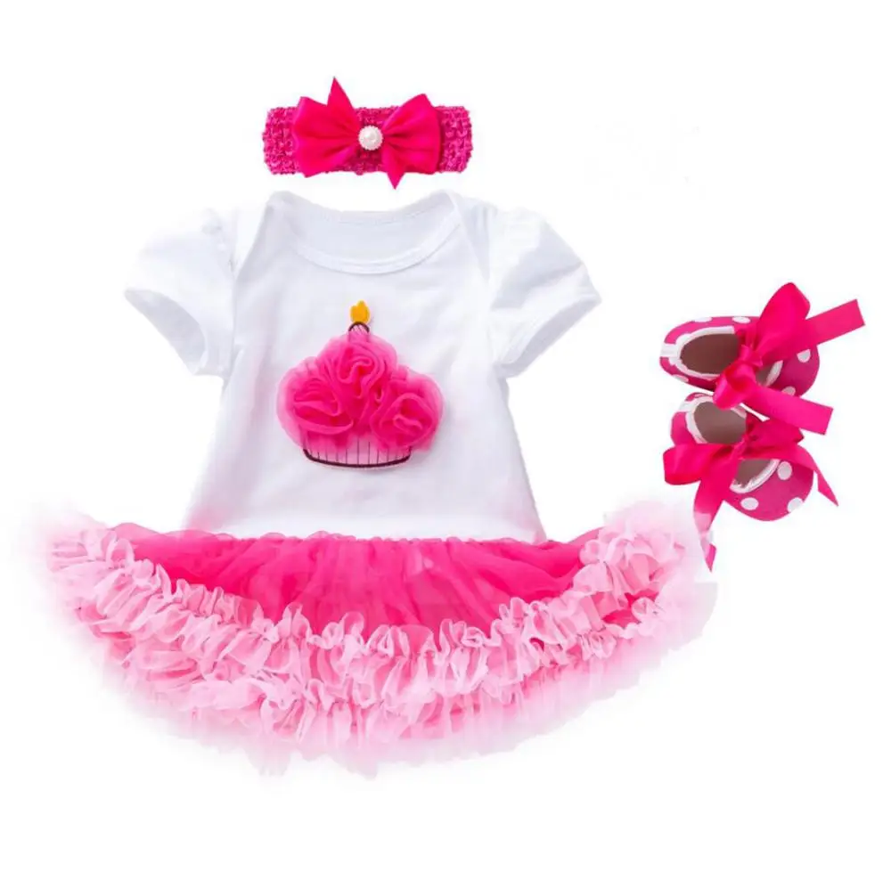 Детские ползунки Одежда для новорожденных блеск на первый день рождения для маленьких девочек Любовь Сердце красота кролик платье-пачка Jumpersuit повязка на голову обувь - Цвет: as picture shown