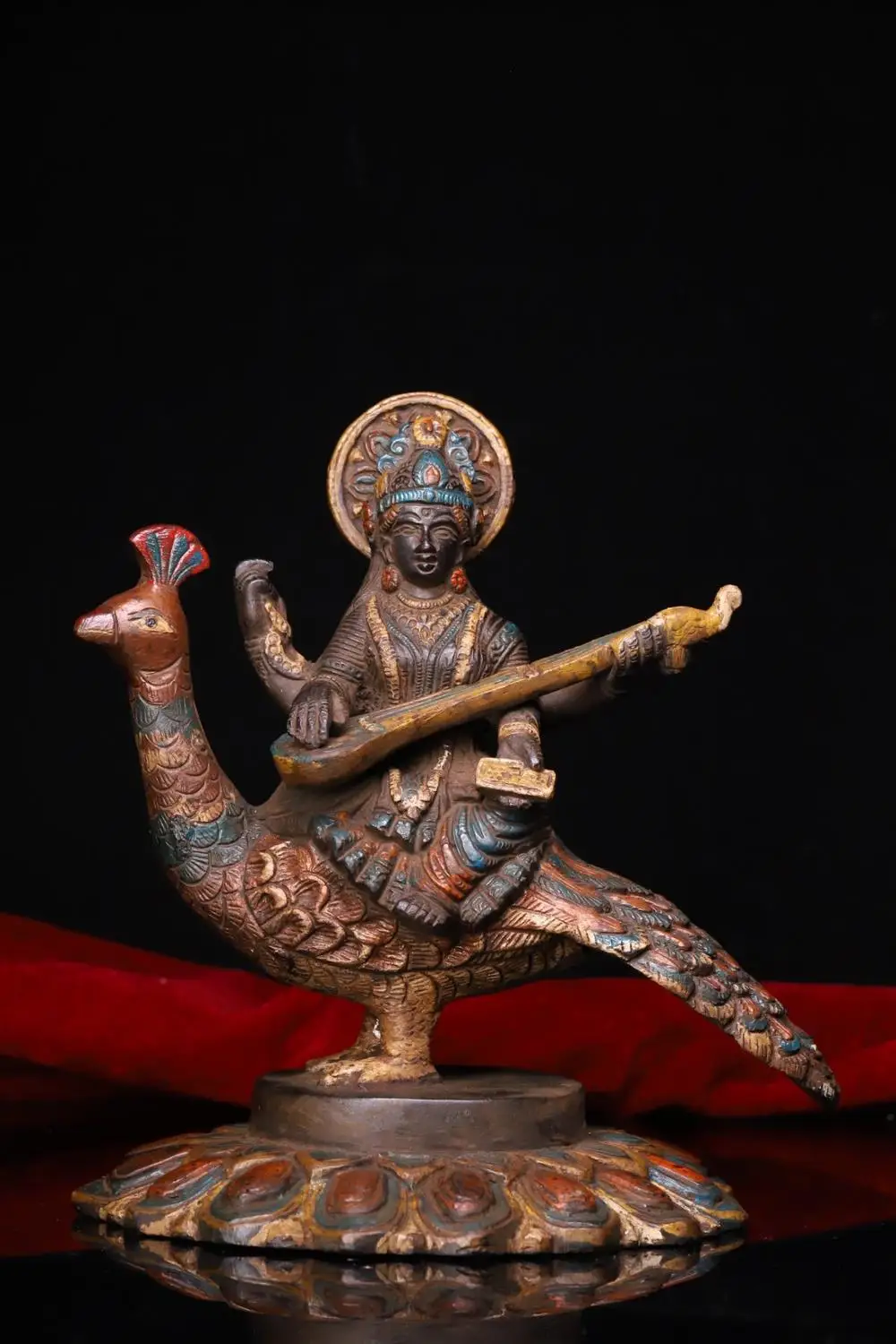 

Tibetan Monastery Collection Copper tires are beaten by hand, chiseled, and painted with beautiful sounds statue