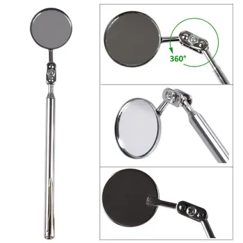 

Small Auto 2" Round Inspection Mirror Telescopic Detection Lens Cushion Grip Handle Car Angle View Manual Too Accessories.