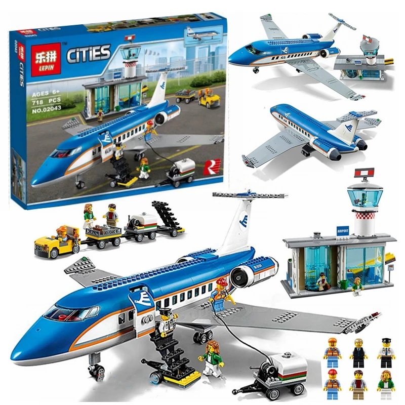 

New City Airport Passenger Terminal Blocks Compatible 60104 City Plane Lepins 02043 Building Blocks Toys For Children