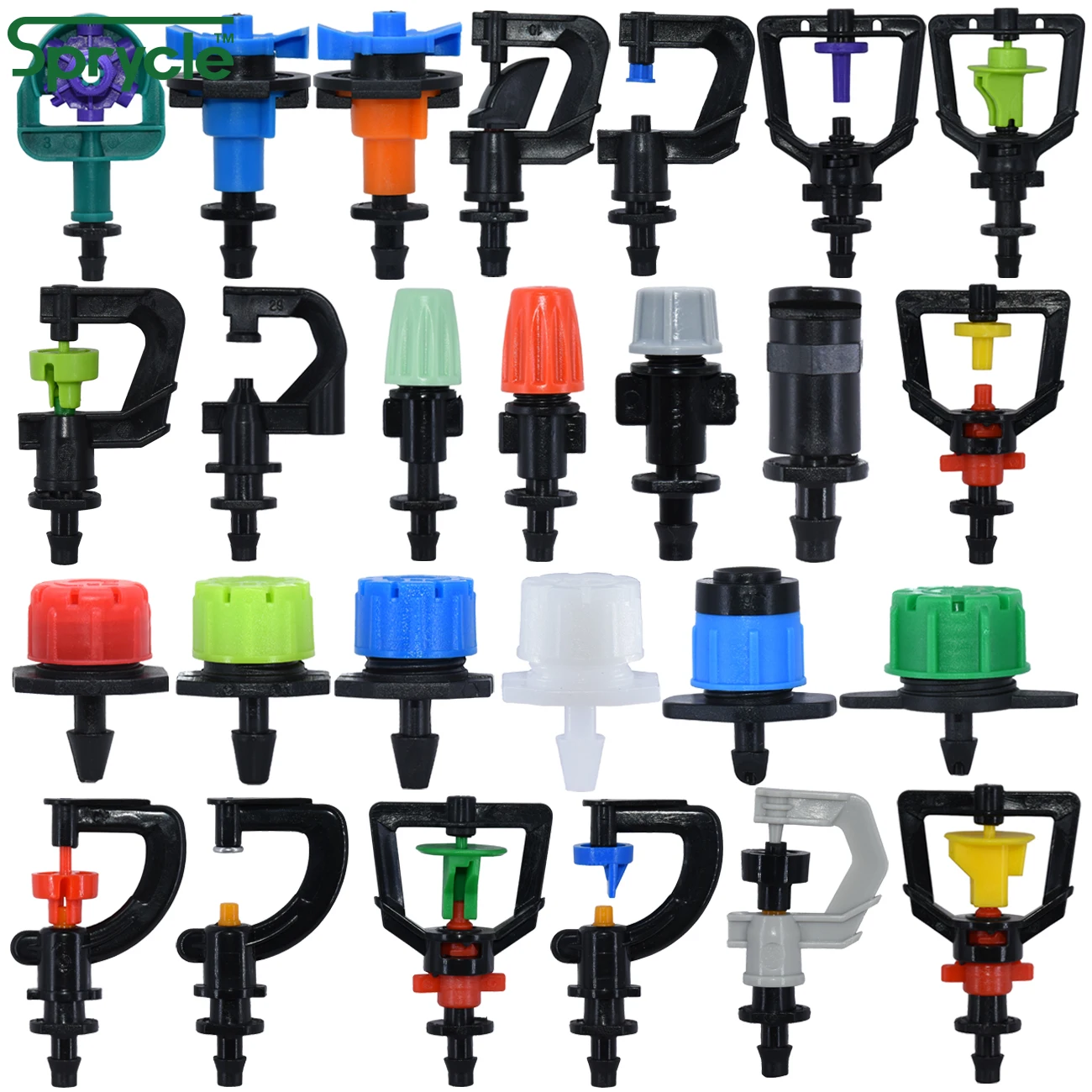 

SPRYCLE Garden Drip Irrigation Watering Spray Sprinkler Emitters for 4/7mm 1/4'' Hose Connector Stake Dripper Rotating Nozzle