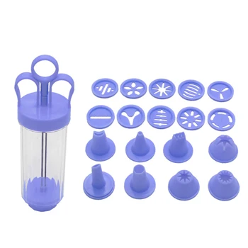 

19pcs Cream Cake Making Maker Cookie Biscuit Pump Press Machine Flower Mouth Kitchen Mold Tools Set Random Flower Pattern