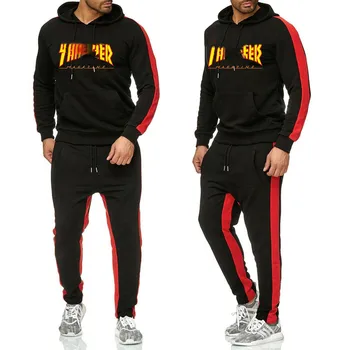 

Sets Tracksuit Men Autumn Winter Hooded Sweatshirt Drawstring Outfit Sportswear 2020 Male Suit Pullover Two Piece Set Casual