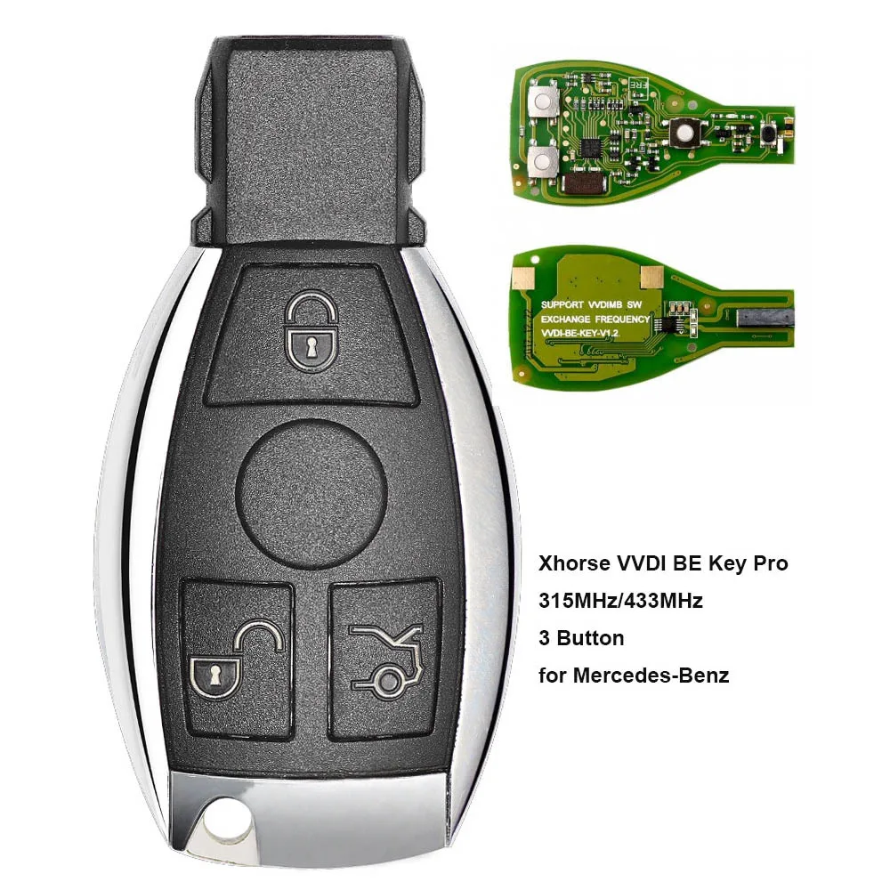 US $26.47 XHORSE VVDI BE Key Pro For Benz V15 PCB Remote Key Chip Improved Version Smart Key Fob 315 433Mhz