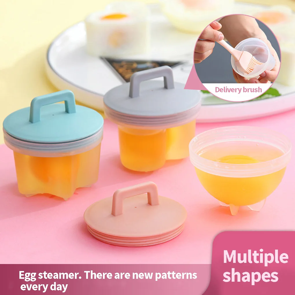 New 4 Pcs/Set Egg Boiler Mold Mould Cup Plastic Egg Poacher with Lid