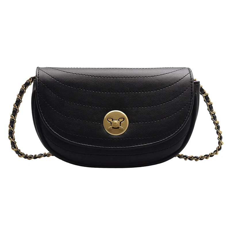 

191223 iVog New Arrival Everyday Female Small Crossbody Messenger Handbag Black White Geometric Saddle Bags for Women 2019