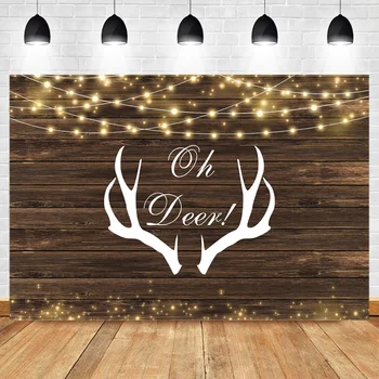 

Oh Deer Baby Shower Backdrop For Brown Rustic Wood Birthday Party Photography Background Dessert Table Decorations Poster
