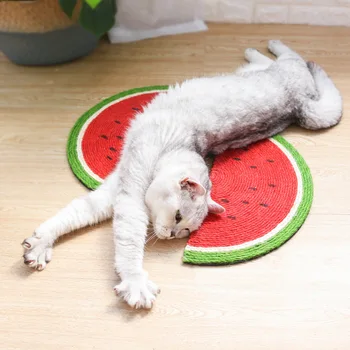 

Watermelon Sisal Cat Scratch Board Fruit & Vegetable Radish Grinding Catch Pad Anti-Cat Scratch Sofa Weave Hemp Rope Cat Claws G