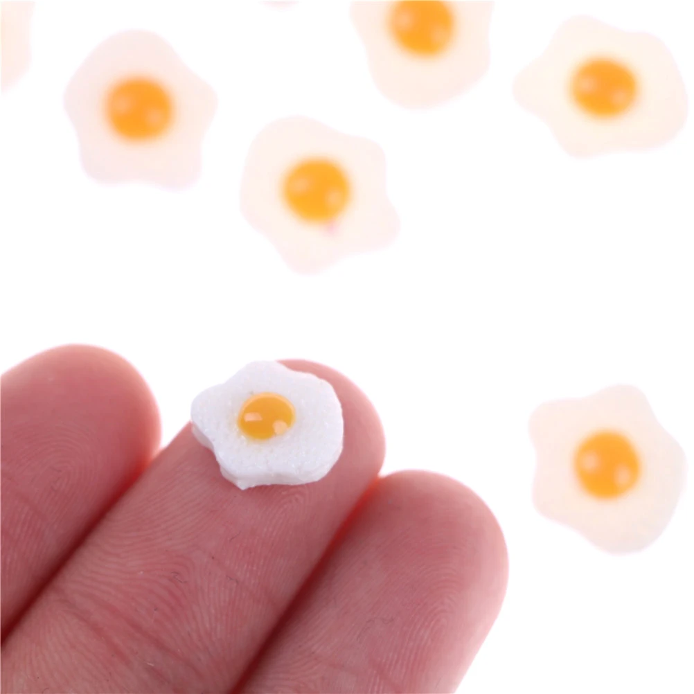 10Pcs DIY Resin Fried Egg 1:12 White Egg Flatback Cabochons Dollhouse Miniature Food DIY Scrapbooking S / L Size