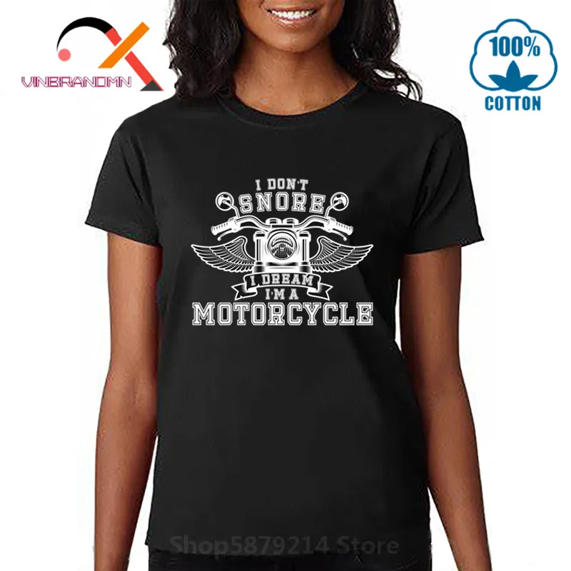 Футболка женская с коротким рукавом и надписью I Don't Snore Dream I'm A Motorcycle | Женская