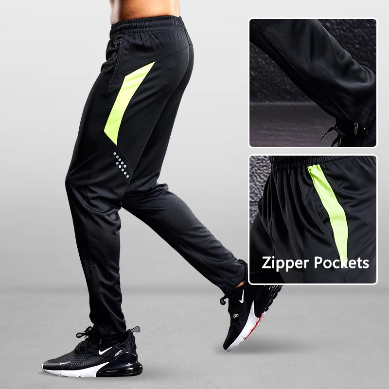 Soccer Pants Soccer Training Pants Sport Pants Men Athlete Sports Jogger Training Track Fitness Casual Pants Trousers with Zippered Pockets