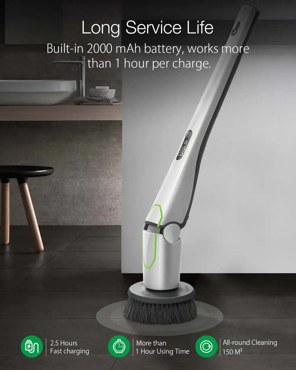 DIGOO DG-QXJ100 многофункциональная электрическая Водонепроницаемая щетка для очистки 12 В удаляет сильные пятна мини-веник с мини-совком Щетка Для Очистки Умный дом