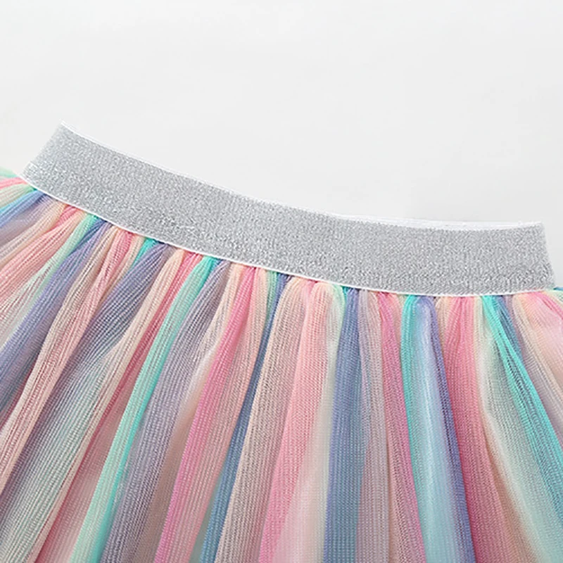 Colorful Lovely Elastic Cute Autumn Children Kids Girls Waist Mesh Short Skirts Colorful