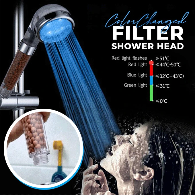 Color Changed Filter Shower Head Led Light Water Bath Bathroom