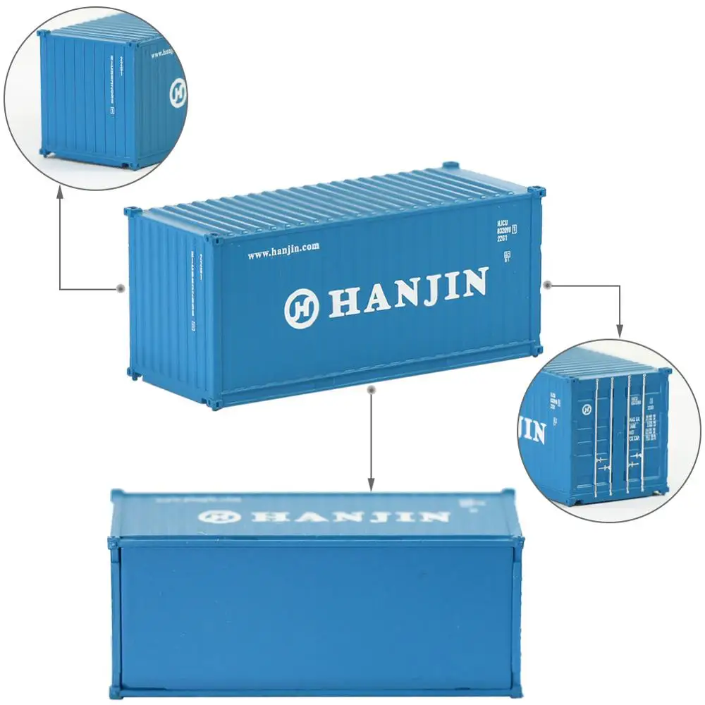 2шт 20ft контейнер контейнер с магнитом грузовые автомобили N Масштаб модели поезда Лот C15007 железнодорожное моделирование - Цвет: HANJIN