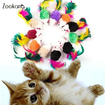 

Cat Toys False Mouse Pet Cat Toys Mini Funny Playing Toys for Cats with Colorful Feather Plush Mini Mouse Toys Cats