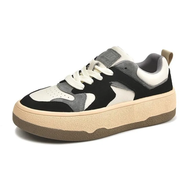 Women's Leather Sports White Shoes 2021 Autumn and Winter Cotton Shoes Retro Thick-soled Plus Velvet Old Sneakers