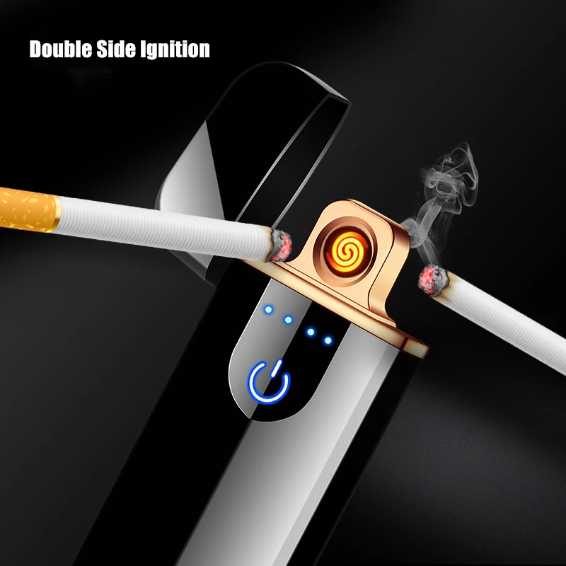 

Rechargeable Electric Windproof Lighter Windproof Flameless Electronic Lighter Double Touch Screen Plasma Lighter