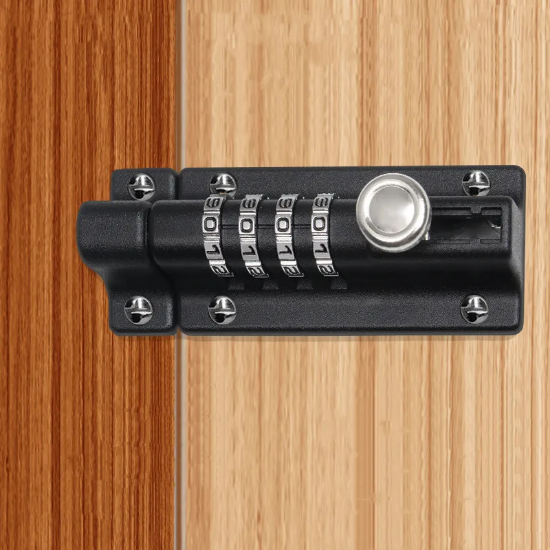 

Password Lock Black Silver Bolt Metal Door Latch Anti-theft Safety Combination Digit Padlock Outdoor Home Wood Gate Hardware