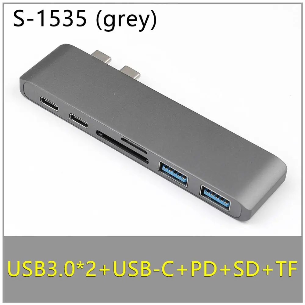 USB C концентратор USB 3,0 разветвитель адаптер Thunderbolt 3 концентратор+ TF SD слот type-C порт передачи данных HDMI концентратор для Macbook Pro/Air 13 15 дюймов - Цвет: TC-1535-8