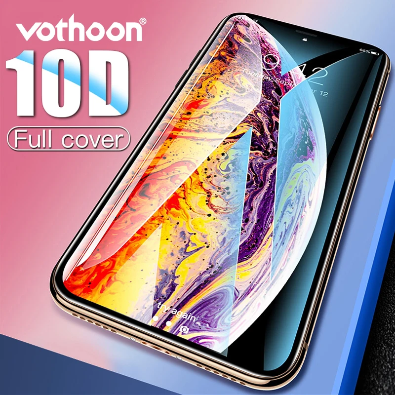 Защитное стекло Vothoon 10D закаленное с полным покрытием для iPhone Xs Xr Max 8 7 6s
