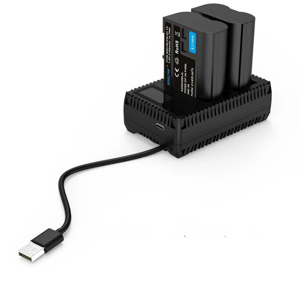 2Battery 1Charger EL15A ENEL15 Батарея Зарядное устройство для Nikon V1 D600 D800 D800E D7100 D7000 D7200 D610 D750 D810 батареи ЖК-дисплей Дисплей Зарядное устройство EN-EL15 - Цвет: 2Battery 1Charger