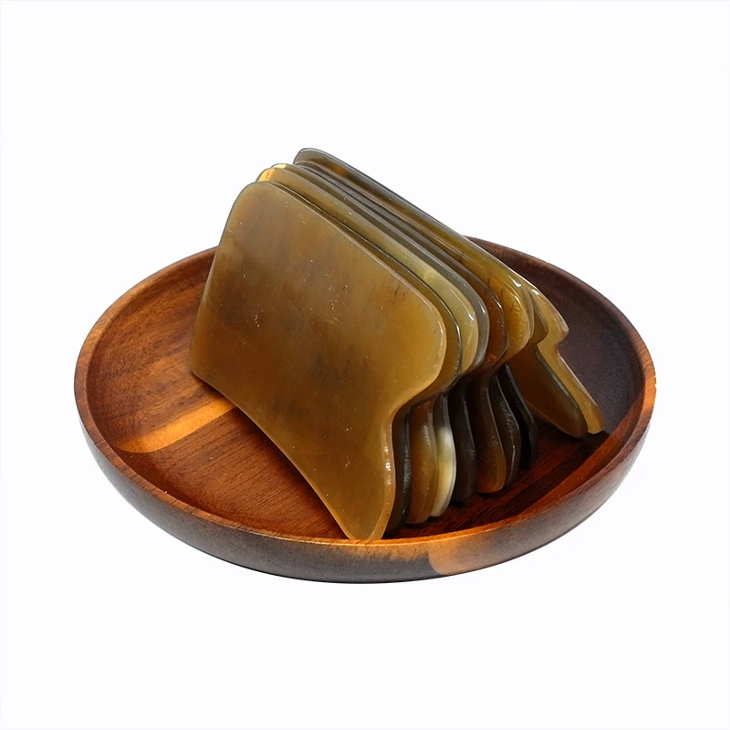 Yellow Ox Horn Beauty Guasha Scraping Tool Thin Arm Leg Slimming V Line Face Massage Plate Healthcare Board