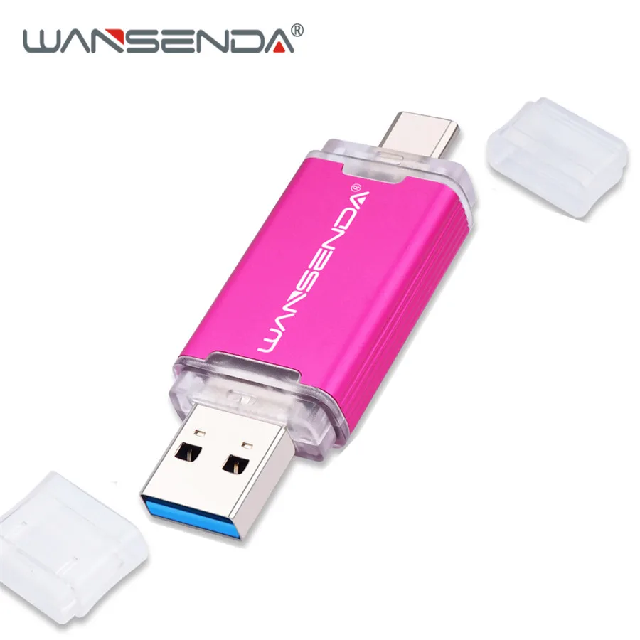 USB флеш-накопитель WANSENDA 3,0, Тип C, флеш-накопитель, 16 ГБ, 32 ГБ, 64 ГБ, 128 ГБ, 256 ГБ, двойной накопитель, OTG, флешка, USB карта памяти - Цвет: Rose Red