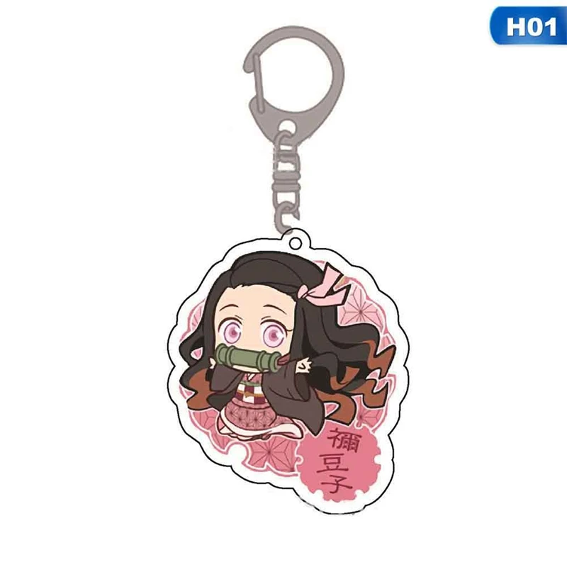 Anime Demon Slayer: Kimetsu No Yaiba Keychain Kamado Nezuko Kimono Kamado Tanjirou Kimono Badge Keyring Fans Jewelry Gift - Цвет: H01