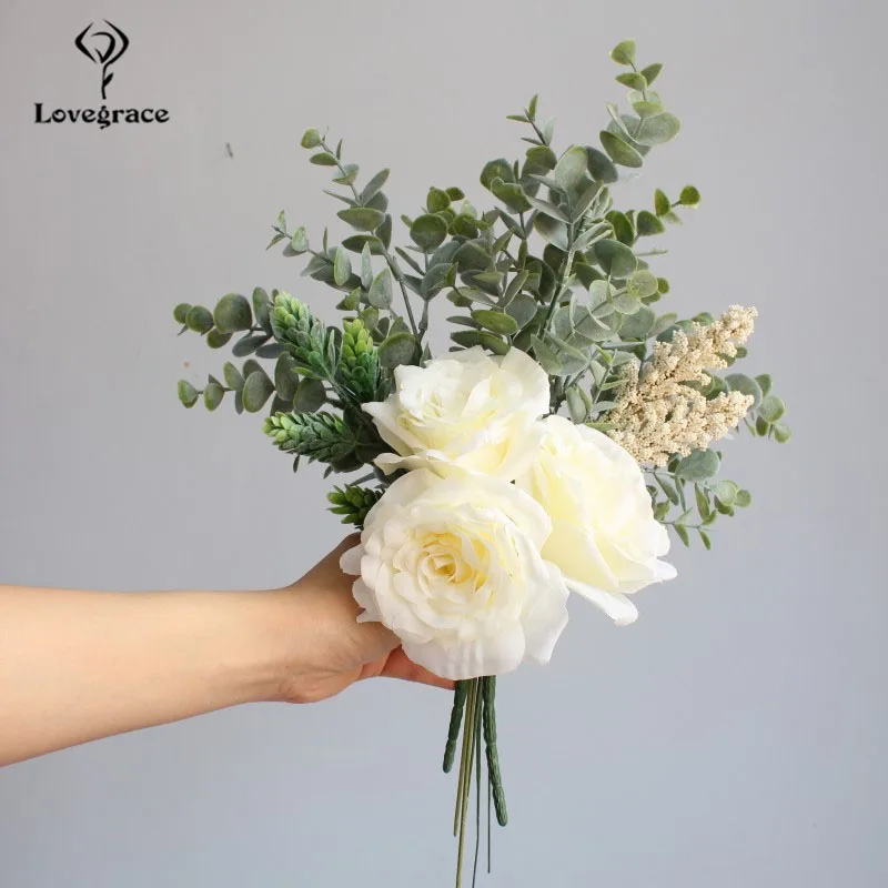 Lovegrace Свадебный букет цветов Свадебные букеты шелк искусственный розы букет на свадьбу для невесты Свадебные аксессуары