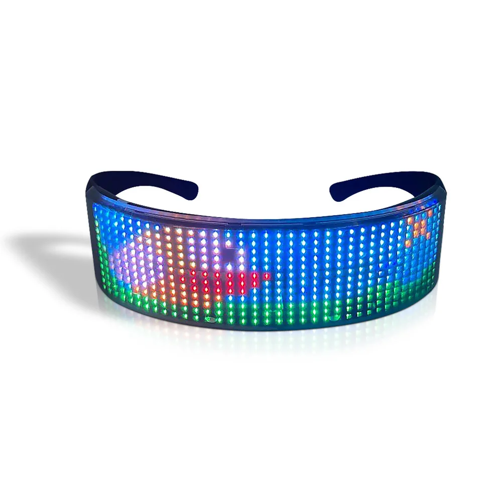 Vwar Smart Bluetooth Glasses  APP Control Shield Luminous Glasses USB Charge DIY Quick Flash Shining LED Party DJ Glasses