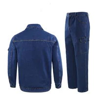 New Men Uniform Jeans Sets Clothing Long Sleeve Jacket Slim Cowboy Two Pieces Breathable Male Wear Resistant Denim Suits 5XL 2