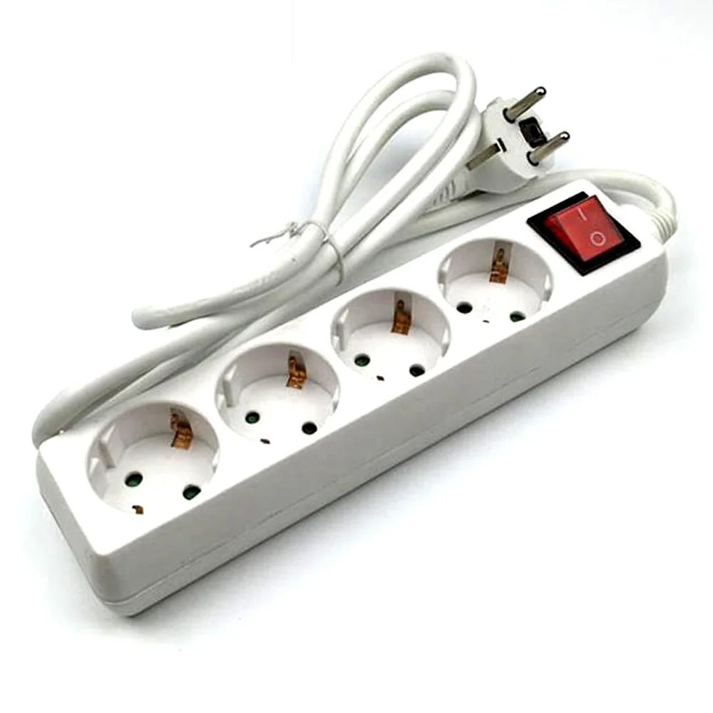 250V 16A 3 4 5 ways EU German Korea wiring board EU 4.8mm pins 3m 5m power cord extension socket strip with switch power strip wall socket extender