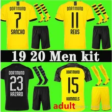 19 20 взрослых комплект+ носки Дортмунд Футбол Джерси GOTZE REUS PULISIC WITSEL Детские майки Дортмунд Футбол Рубашка
