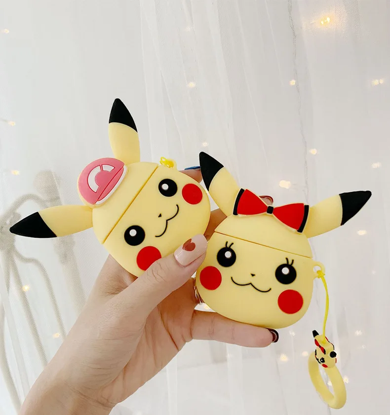 

Cute Cartoon Pikachu for Apple Airpods Wireless Bluetooth Headset Case Accessories Protective Cover Keychain Jewelry