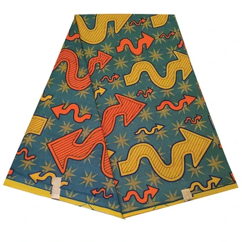 

100% Cotton African Wax Crooked Arrows Prints Fabric Nigeria Ankara High Quality 6 Yards African Fabric For Party Dress