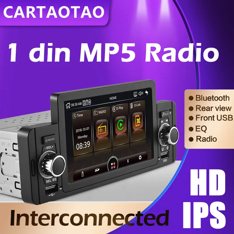 Автомагнитола 1 din MP5 мультимедийный плеер с радио и Bluetooth Mirror Link IPS экраном двумя