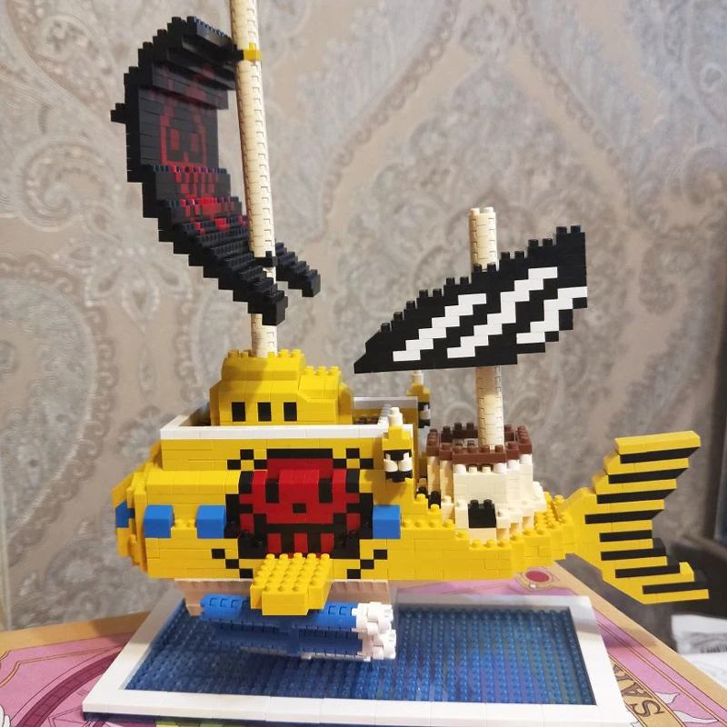 ZMS One Piece Law Pirates Submarine Ship Boat Mini Diamond Blocks Building Toy