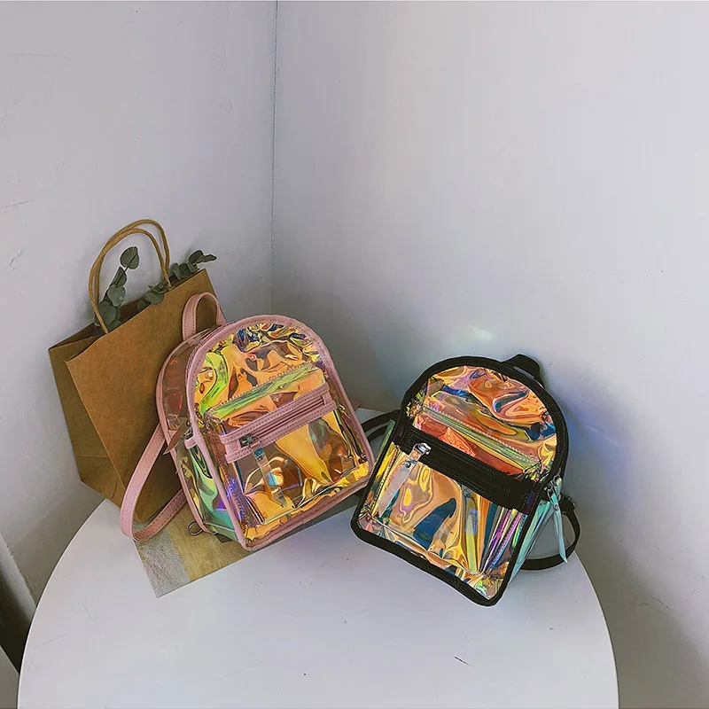 Casual Backpack Transparent Small Mini Shoulder-Bags Teenage-Girls Colorful Fashion Cute
