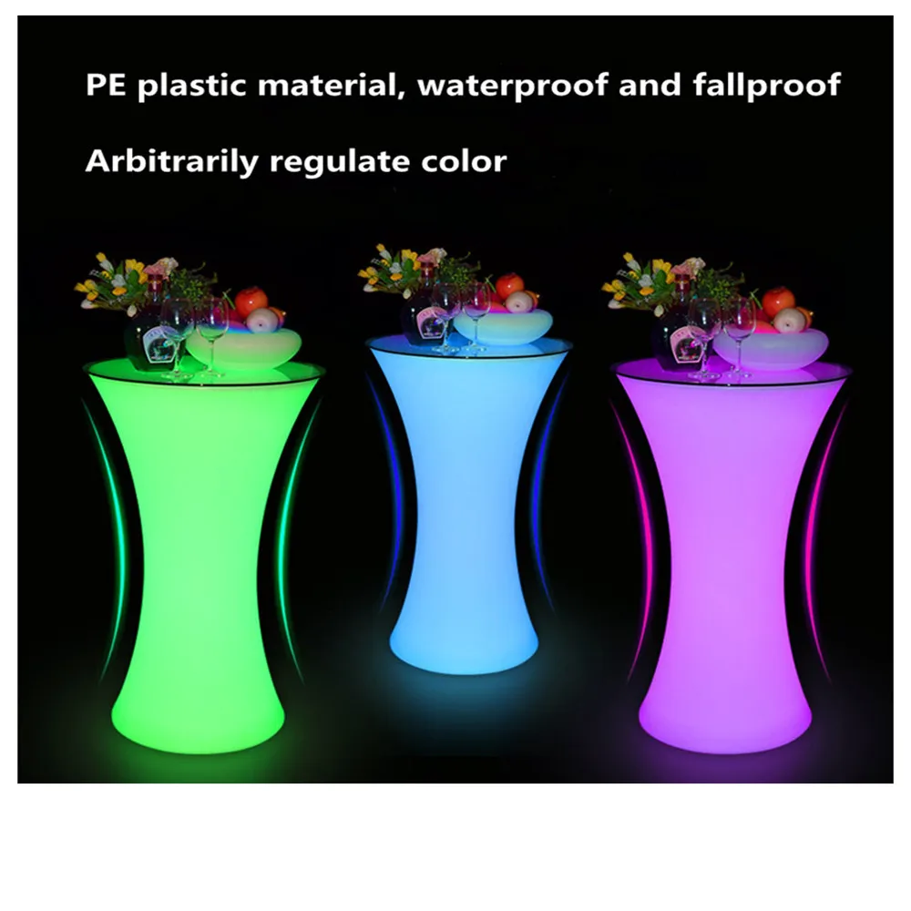 New Led Luminous Cocktail Table Round shape plastic Bar Table For Night Club Coffee Shop Lighting Furniture bar table set New Led Luminous Cocktail Table Round shape plastic Bar Table For Night Club Coffee Shop Lighting Furniture bar table set