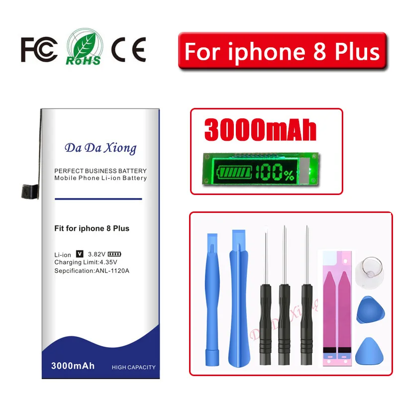 

High Capacity Battery for iPhone 8 Plus 8p 0 cycles mobile phone Replacement battery 3000mAh large capacity batteries +free tool