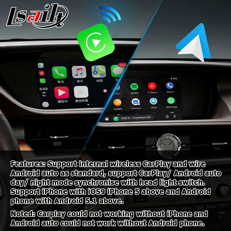Андроид/Carplay интерфейс коробка для Lexus ES 2012 2018 8 дюймов дисплей видео с GVIF LVDS ES200 ES250