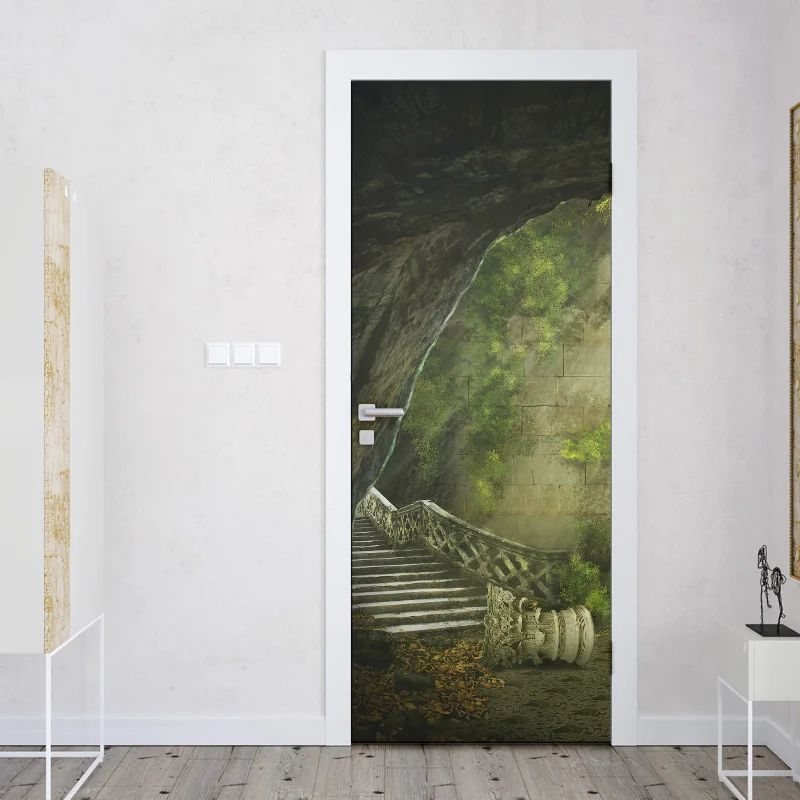 

New Wall Decals Door Mural 3D Tunnel Floor Step Door Sticker DIY Self-adhesive Waterproof Wallpaper Poster for Home Decor