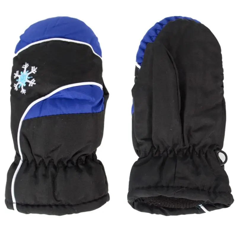 Детские Лыжные варежки водонепроницаемые и ветрозащитные зимние теплые уличные перчатки От 3 до 7 лет D08C - Цвет: Черный
