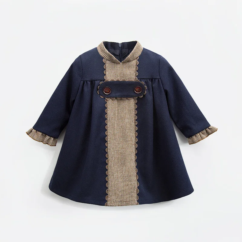 

Toddler Girl Dresses Fall Long Sleeve Navy Polyester Girls Christmas Dress Sweet Princess Dress for Birthday Gifts Hot Sale 2019