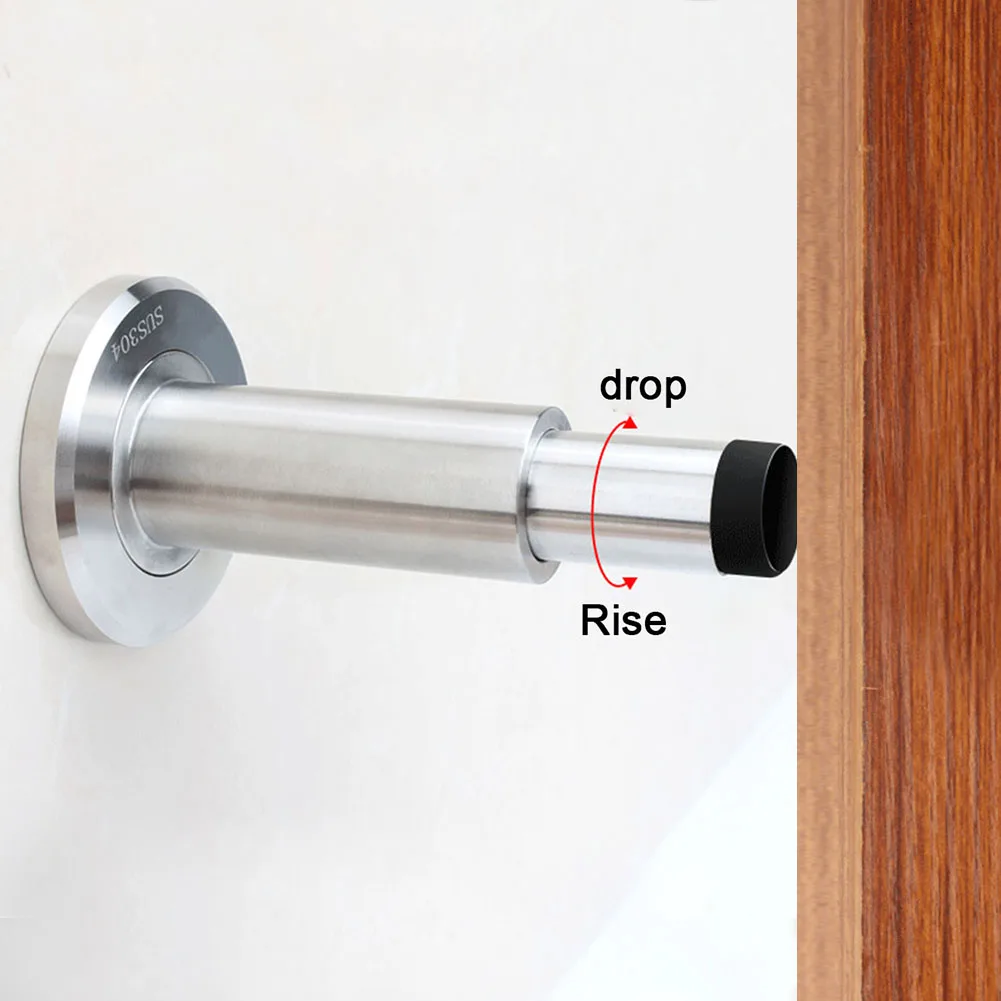 

Easy Install Mute Wall Mount Rubber Anti Collision Door Stopper Home Use Retractable Stainless Steel Adjustable