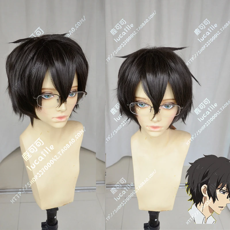 Парик для косплея аниме Aoharu Machinegun Yukimura Tooru черные короткие синтетические волосы