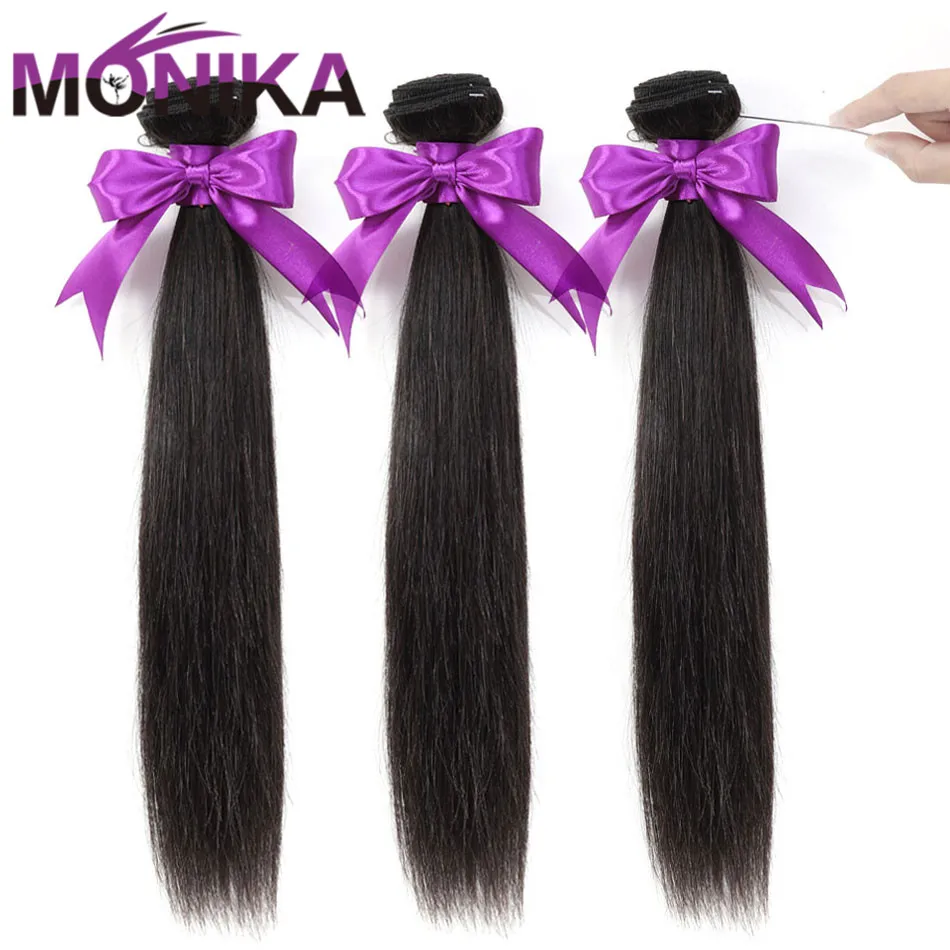 Monika 30 inch Bundles Straight Hair Bundles Human Hair 3 Bundles Brazilian Hair Weave Bundles Non Remy Mecienne Hair Extensions